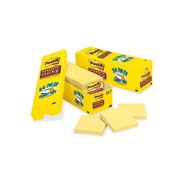 3M Canary Yellow Super Sticky Notes, 2 x 2, Ten 90-Sheet Pads/Pack 62210SSCY - main
